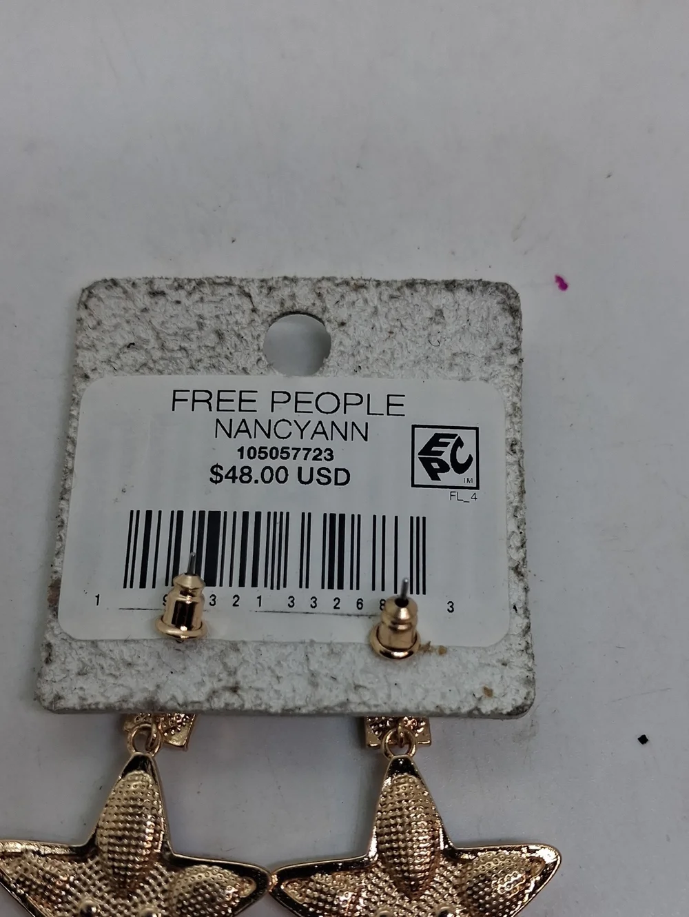 NWT Free People Gold Star Multicolor Crystal Drop Earrings